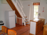 Cottage kitchen and staircase